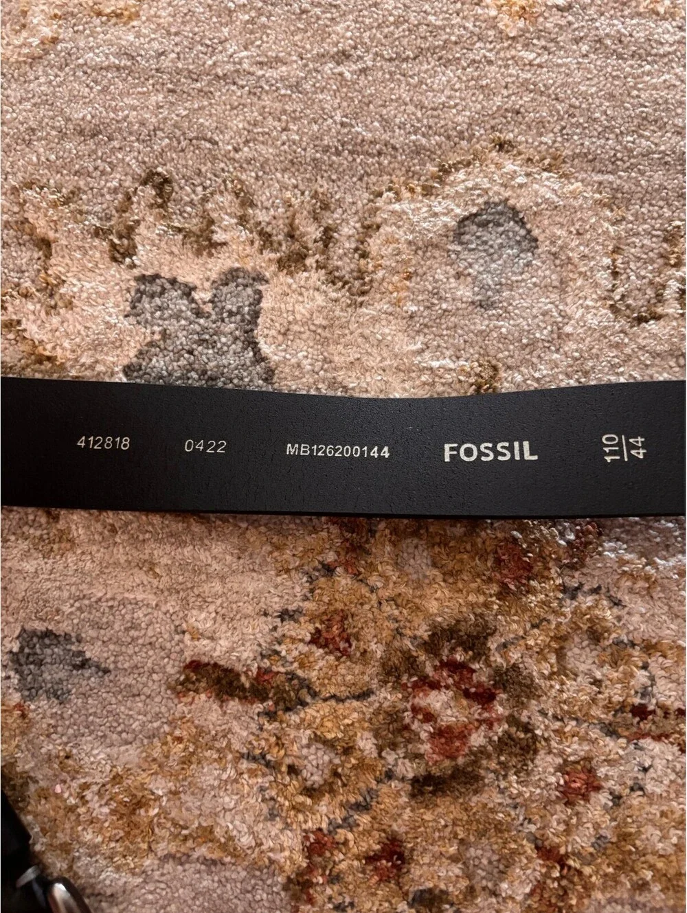 Fossil Brody Men's Genuine Leather Black Belt Size 44/110 with Silver Buckle